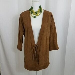 Violeta by Mango Genuine Leather Jacket Size XS